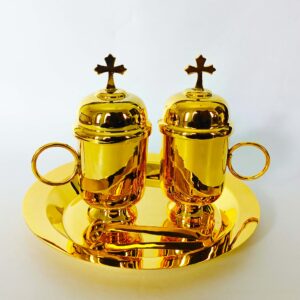 Cruet Set Wine & Water Holy Brass Gold Plated