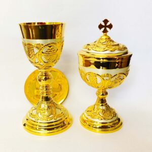 Chalice and Ciborium set Gold plated Brass Holy Communion