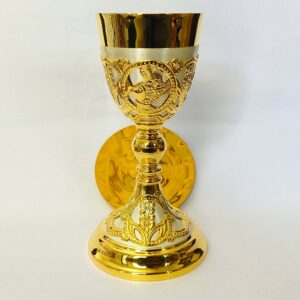 Chalice and Paten set Brass Gold Plated Holy Communion Church CJ52